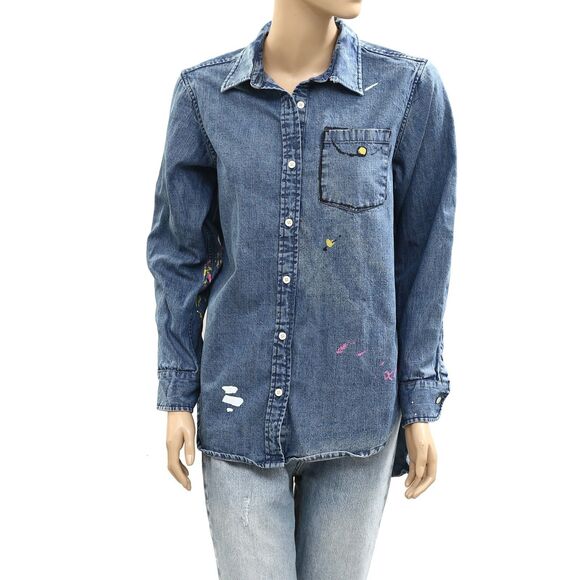 Kerri Rosenthal Mia Studio Shirt Top Long Sleeve Printed Artwork S NWD 285389 - Picture 9 of 16